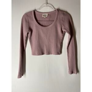 Madewell MWL Waffle Long-Sleeve Crop Top Thermal Size XS Dusty Rose
